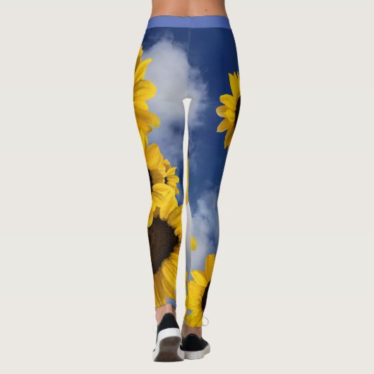 Hellgelber und blauer Sonnenblumenhimmel Leggings (Rückseite)