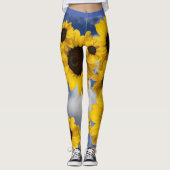 Hellgelber und blauer Sonnenblumenhimmel Leggings (Vorderseite)