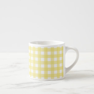 Hellgelber und weißer Gingham Espressotasse