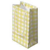 Hellgelber und weißer Gingham Kleine Geschenktüte (Vorderseite Schrägansicht)