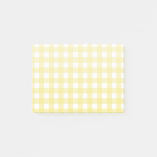 Hellgelber und weißer Gingham Post-it Klebezettel (Vorderseite)