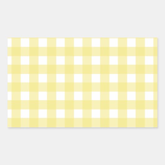 Hellgelber und weißer Gingham Rechteckiger Aufkleber (Vorderseite)