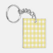 Hellgelber und weißer Gingham Schlüsselanhänger (Vorderseite links)
