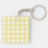 Hellgelber und weißer Gingham Schlüsselanhänger (Rückseite)