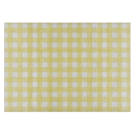 Hellgelber und weißer Gingham Schneidebrett (Vorderseite)