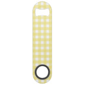 Hellgelber und weißer Gingham Speed Flaschenöffner (Rückseite)