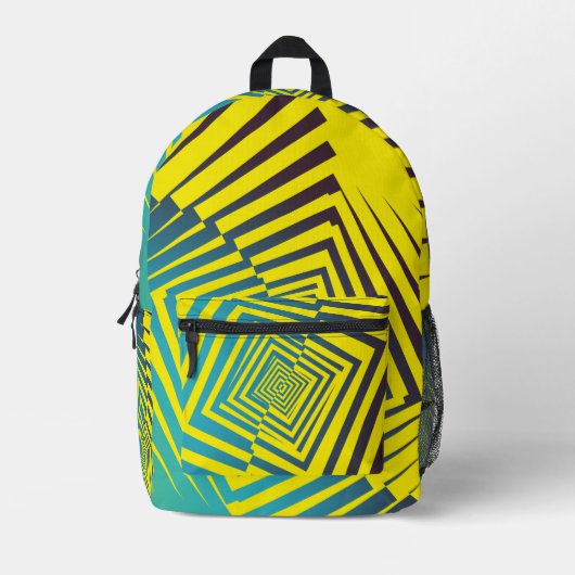 Hellgelbes Abstraktes Dschungelstil Bedruckter Rucksack (Vorderseite)