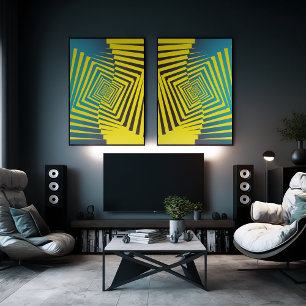 Hellgelbes Abstraktes Dschungelstil Poster