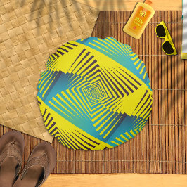 Hellgelbes Abstraktes Dschungelstil Rundes Kissen