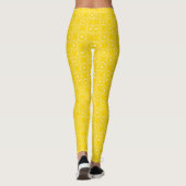 Hellgelbes abstraktes Zitronenmuster Retro Leggings (Rückseite)