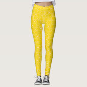Hellgelbes abstraktes Zitronenmuster Retro Leggings (Vorderseite)