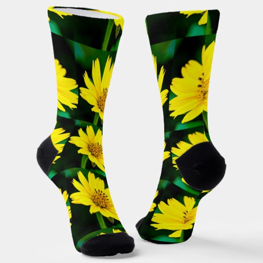 Hellgelbes Blumenmuster Socken (Gewinkelt)