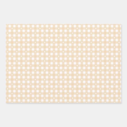 Hellgelbes Federmuster und festes Wrapping Paper Geschenkpapier Set (Vorderseite)