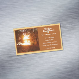 Hellgelbes Forest Campground Camping Außenbereich Magnetische Visitenkarte