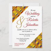 Hellgelbes goldenes Burgundy Afrikanisches Kente K Einladung (Vorderseite)