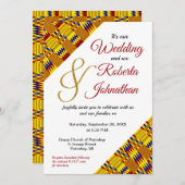 Hellgelbes goldenes Burgundy Afrikanisches Kente K Einladung (Vorne/Hinten)