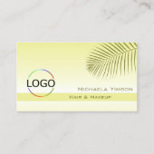 Hellgelbes Gradient Palm Leaf mit Logo Stilvoll Visitenkarte (Vorderseite)