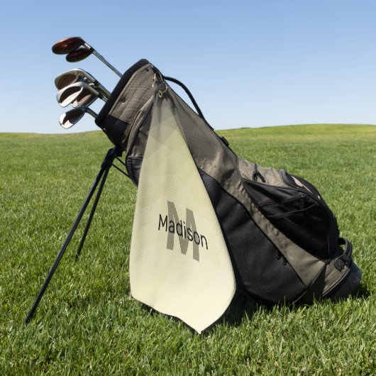 Hellgelbes graues Omelonenmuster Monogram Golfhandtuch (Gras)