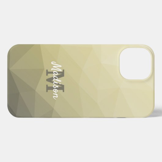 Hellgelbes graues Omelonenmuster Monogram iPhone Hülle (Rückseite (Horizontal))