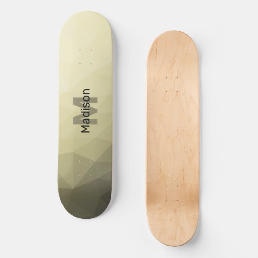 Hellgelbes graues Omelonenmuster Monogram Skateboard (Vorderseite)