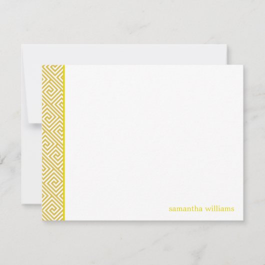 Hellgelbes griechisches Schlüsselmuster Danke, Anm Einladung (Vorderseite)