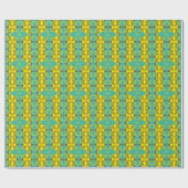 Hellgelbes, grünes Dschungelmuster Monogramm Geschenkpapier (Flach)