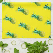 Hellgelbes, grünes Yummy-Ananas-Muster Geschirrtuch (Gefaltet)