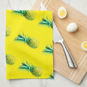 Hellgelbes, grünes Yummy-Ananas-Muster Geschirrtuch (Viertel Falte)