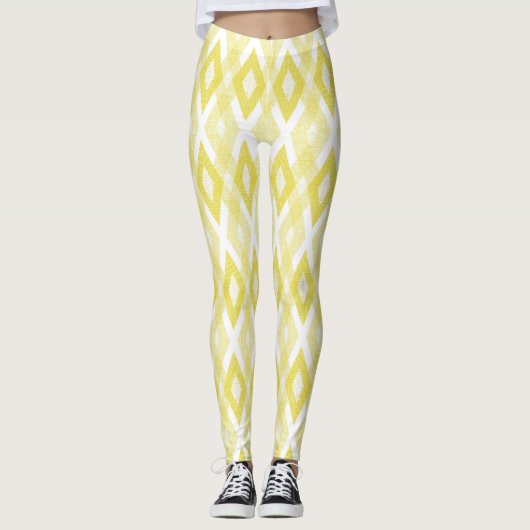 Hellgelbes Grunge Harlequin-Muster Leggings (Vorderseite)
