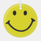 Hellgelbes Happy Lächeln Gesicht Ornament Aus Glas (Vorderseite)