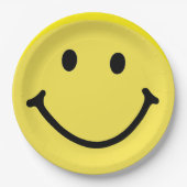 Hellgelbes Happy Lächeln Gesicht Pappteller (Vorderseite)