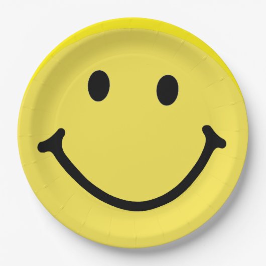 Hellgelbes Happy Lächeln Gesicht Pappteller (Vorderseite)