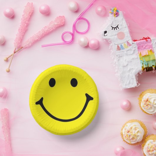 Hellgelbes Happy Lächeln Gesicht Pappteller (Party)