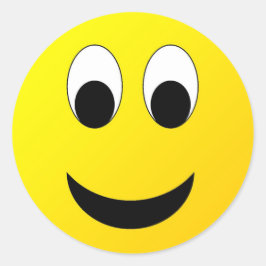Hellgelbes Happy Lächeln Gesicht Runder Aufkleber