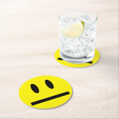 Hellgelbes Happy Lächeln Gesicht Runder Pappuntersetzer (Vor Ort)