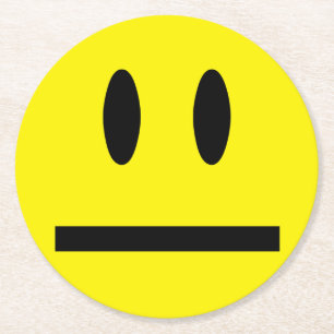 Hellgelbes Happy Lächeln Gesicht Runder Pappuntersetzer