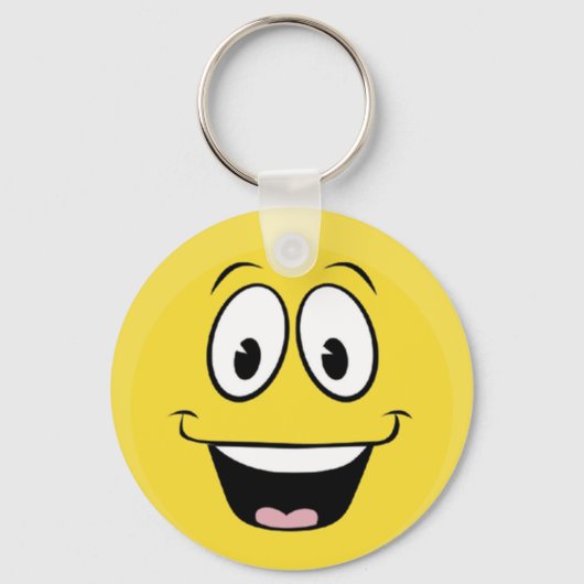 Hellgelbes Happy Lächeln Gesicht Schlüsselanhänger (Vorderseite)