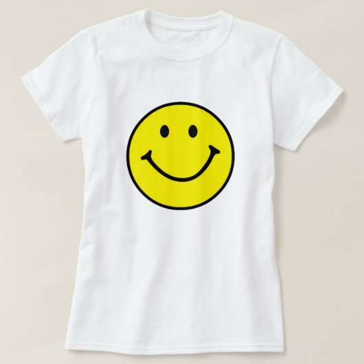Hellgelbes Happy Lächeln Gesicht T-Shirt (Design vorne)