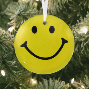 Hellgelbes Happy Smile Face Ornament Aus Glas