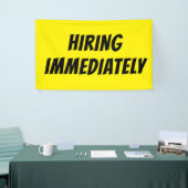 Hellgelbes HIRING-Banner SOFORT - High-Vis Banner (Messeveranstaltung)