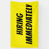 Hellgelbes HIRING-Banner SOFORT - High-Vis Banner (Vertikal)