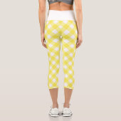 Hellgelbes klassisches Gingham-Muster Capri Leggings (Rückseite)