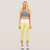 Hellgelbes klassisches Gingham-Muster Capri Leggings (Vorderseite)