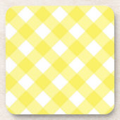 Hellgelbes klassisches Gingham-Muster Getränkeuntersetzer (Vorderseite)