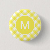 Hellgelbes klassisches Gingham-Muster mit Monogram Button (Vorderseite)