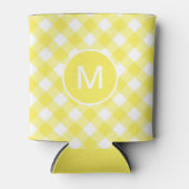 Hellgelbes klassisches Gingham-Muster mit Monogram Dosenkühler (Vorderseite)