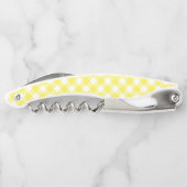 Hellgelbes klassisches Gingham-Muster mit Monogram Kellnermesser (Rückseite)
