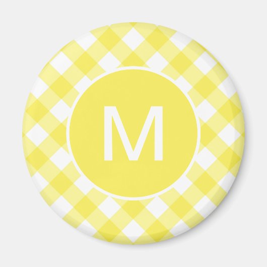 Hellgelbes klassisches Gingham-Muster mit Monogram Magnet (Vorne)