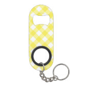 Hellgelbes klassisches Gingham-Muster mit Monogram Mini Flaschenöffner (Rückseite)