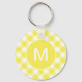 Hellgelbes klassisches Gingham-Muster mit Monogram Schlüsselanhänger (Rückseite)